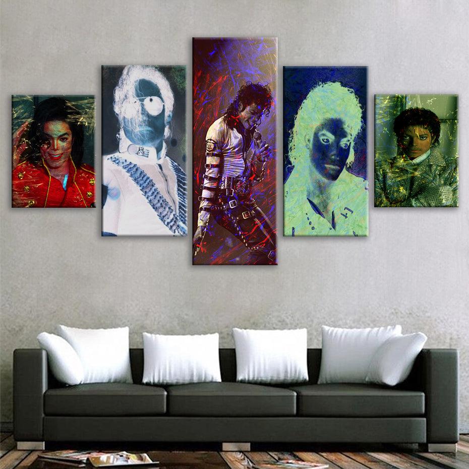 Michael Jackson 5 Piece HD Multi Panel Canvas Wall Art Frame - Original Frame