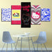 Hello Kitty 5 Piece HD Multi Panel Canvas Wall Art Frame - Original Frame