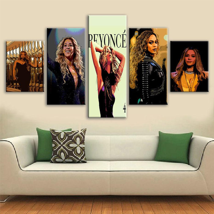 Beyonce 5 Piece HD Multi Panel Canvas Wall Art Frame - Original Frame