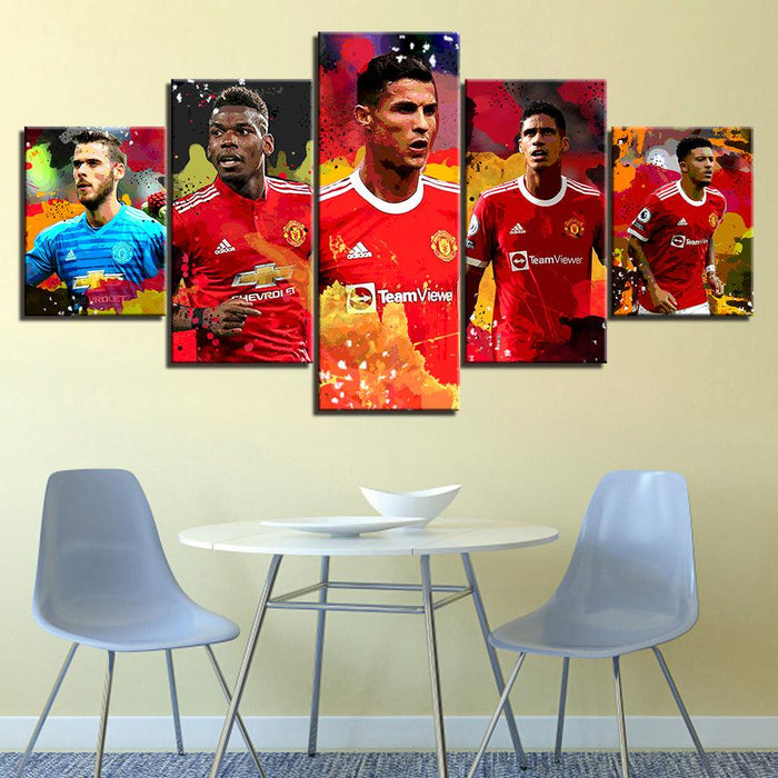 Manchester United Soccer 5 Piece HD Multi Panel Canvas Wall Art Frame - Original Frame