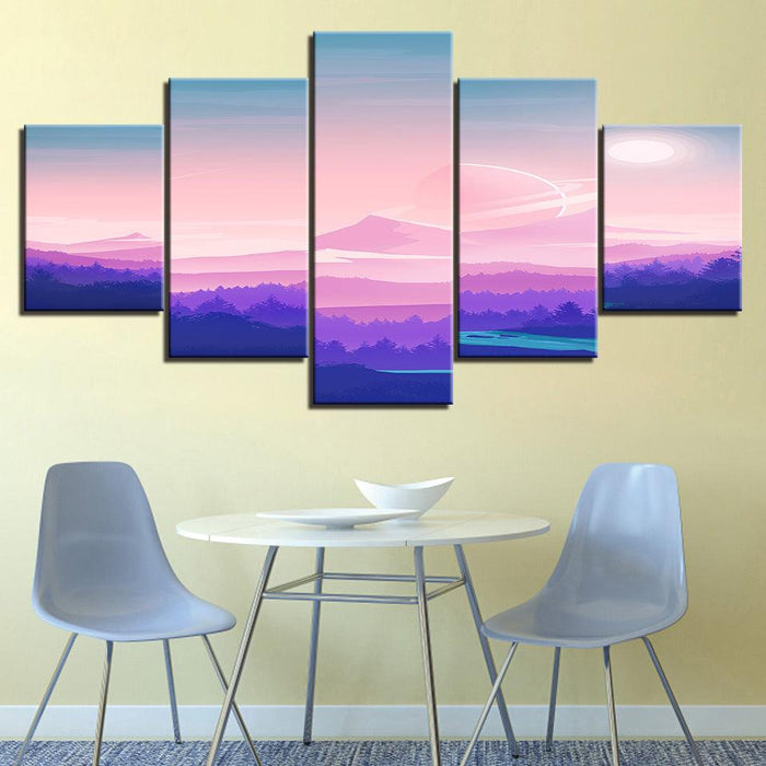 The Pink Collection 5 Piece HD Multi Panel Canvas Wall Art Frame - Original Frame