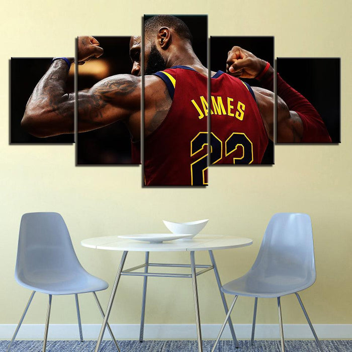 22 Lebron James 5 Piece HD Multi Panel Canvas Wall Art Frame - Original Frame