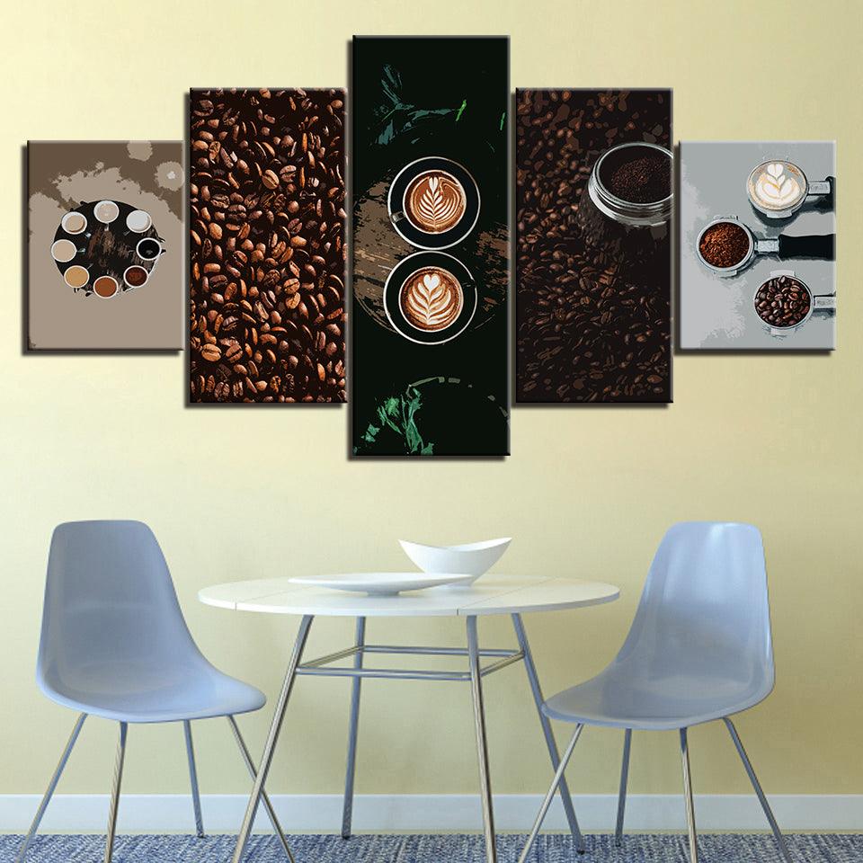 The Espresso Collection 5 Piece HD Multi Panel Canvas Wall Art Frame - Original Frame