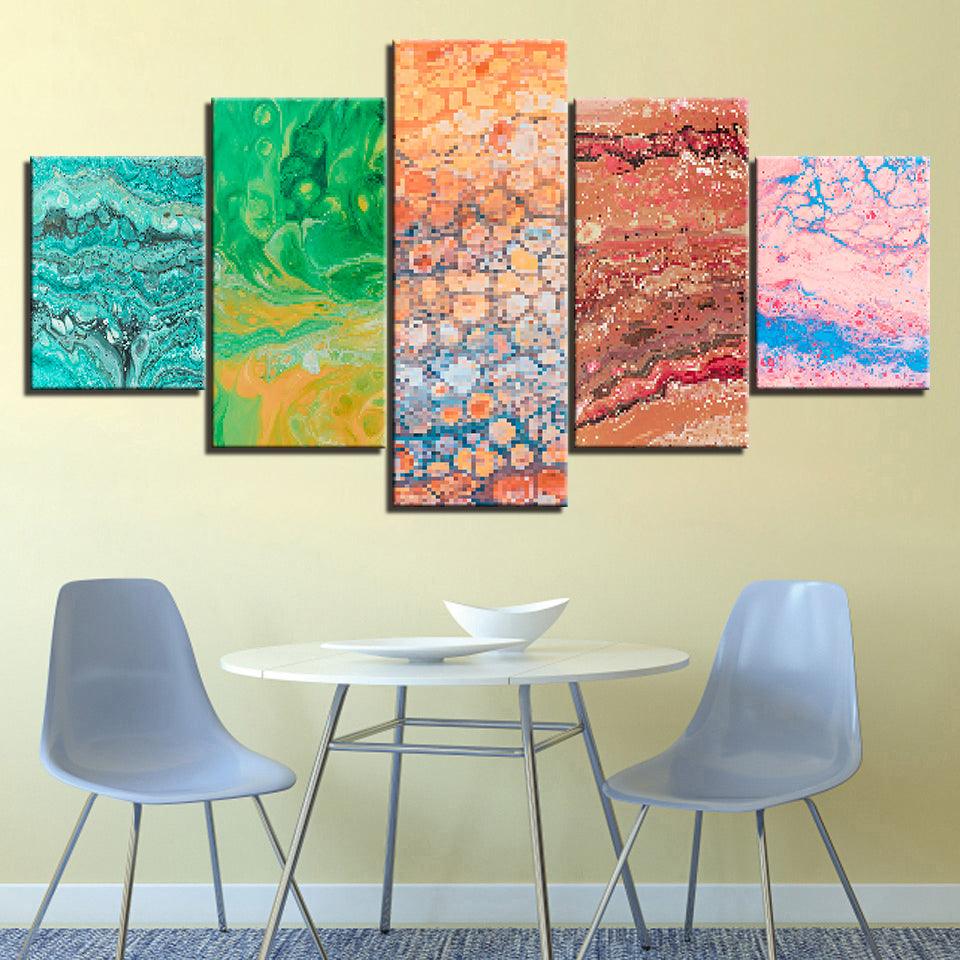Abstract Colours Collection 5 Piece HD Multi Panel Canvas Wall Art Frame - Original Frame