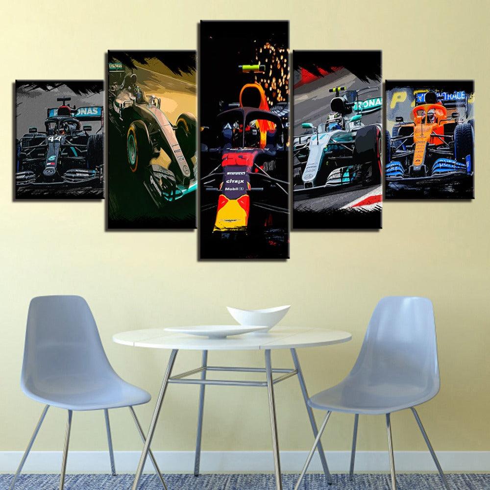 The Sports Cars Collection 5 Piece HD Multi Panel Canvas Wall Art Frame - Original Frame