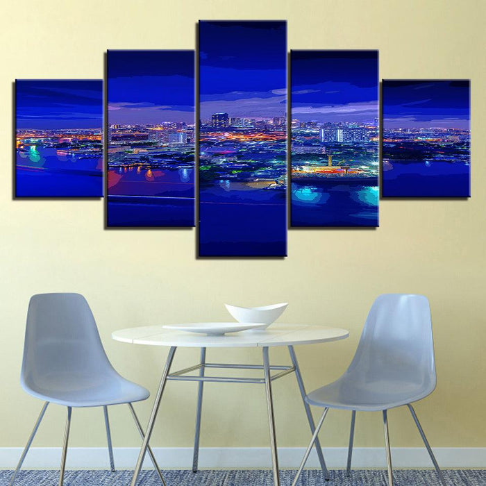 The Future City Collection 5 Piece HD Multi Panel Canvas Wall Art Frame - Original Frame