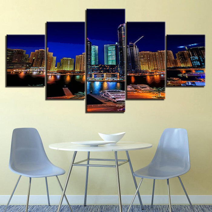 The Fancy City Collection 5 Piece HD Multi Panel Canvas Wall Art Frame - Original Frame