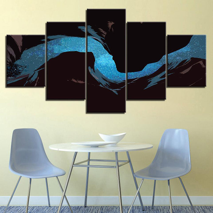 The Abstract River Collection 5 Piece HD Multi Panel Canvas Wall Art Frame - Original Frame