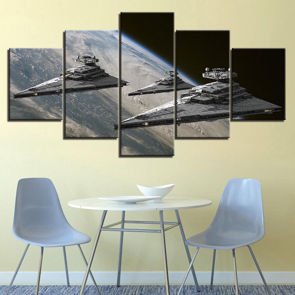 Ships In Space 5 Piece HD Multi Panel Canvas Wall Art Frame - Original Frame