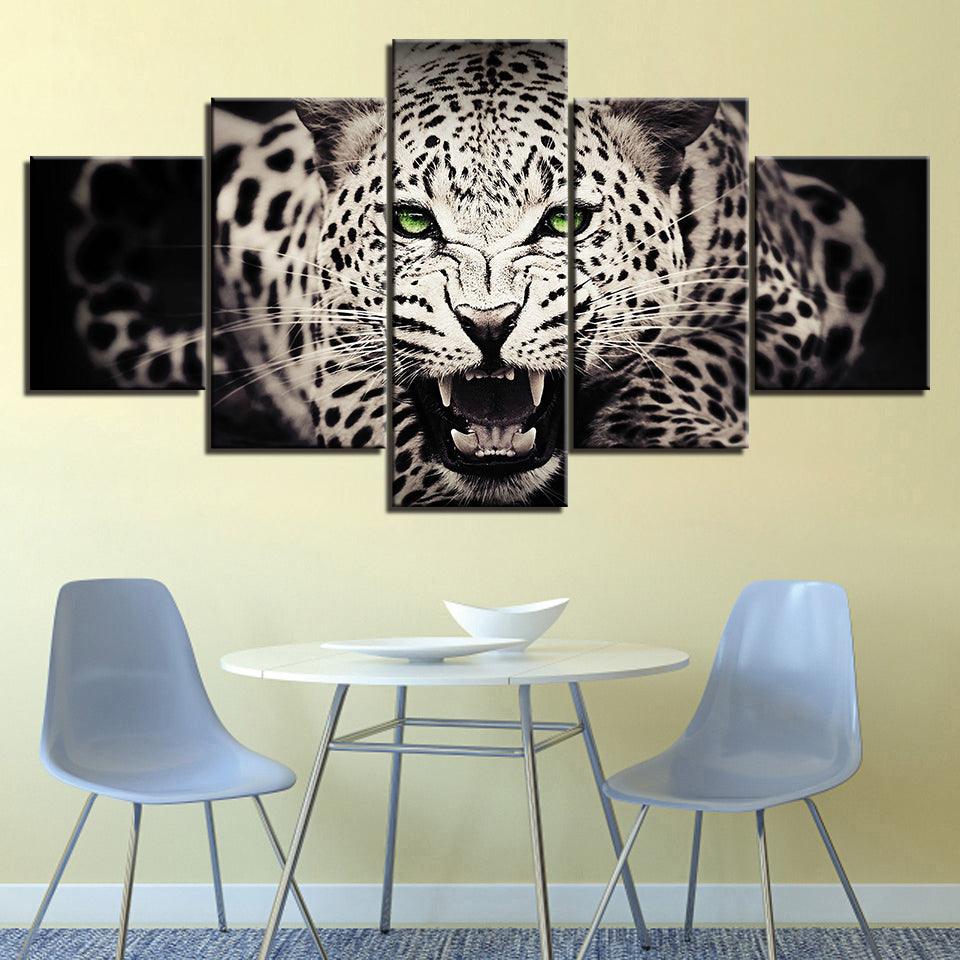 Wild Feline 5 Piece HD Multi Panel Canvas Wall Art Frame - Original Frame