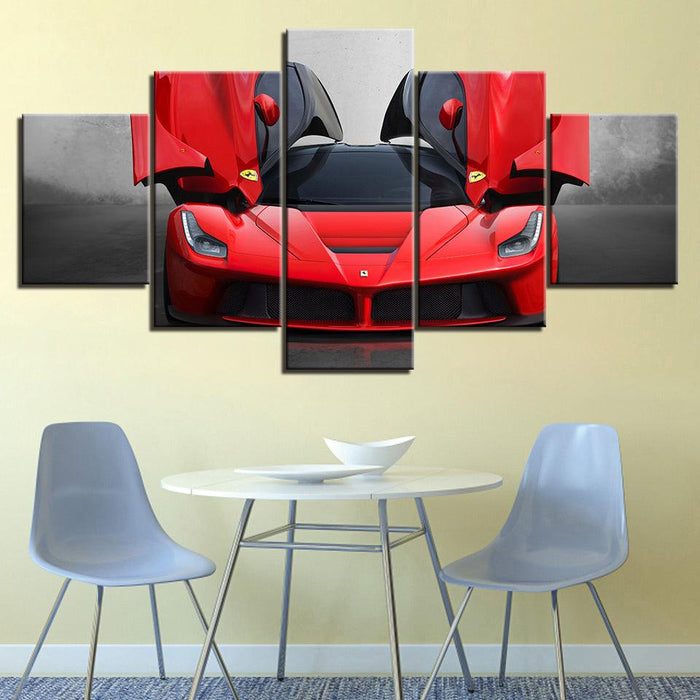 Luxury Ferrari Car 5 Piece HD Multi Panel Canvas Wall Art Frame - Original Frame