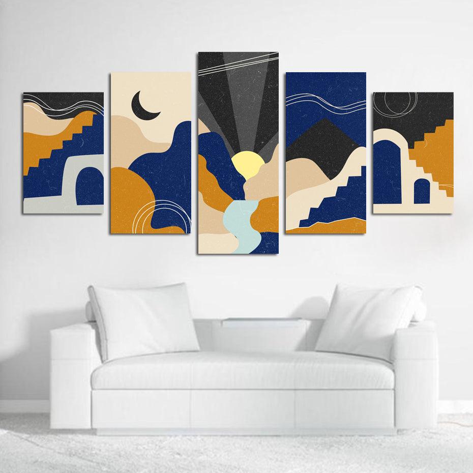 Beautiful Midnight Art 5 Piece HD Multi Panel Canvas Wall Art Frame - Original Frame