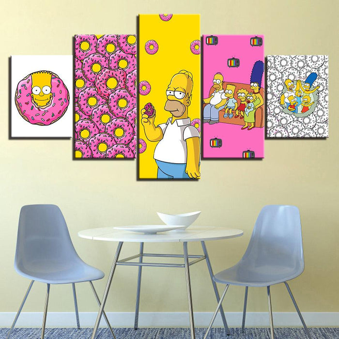 The Simpsons 5 Piece HD Multi Panel Canvas Wall Art Frame - Original Frame