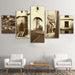 Vintage Streets Of Europe 5 Piece HD Multi Panel Canvas Wall Art Frame - Original Frame