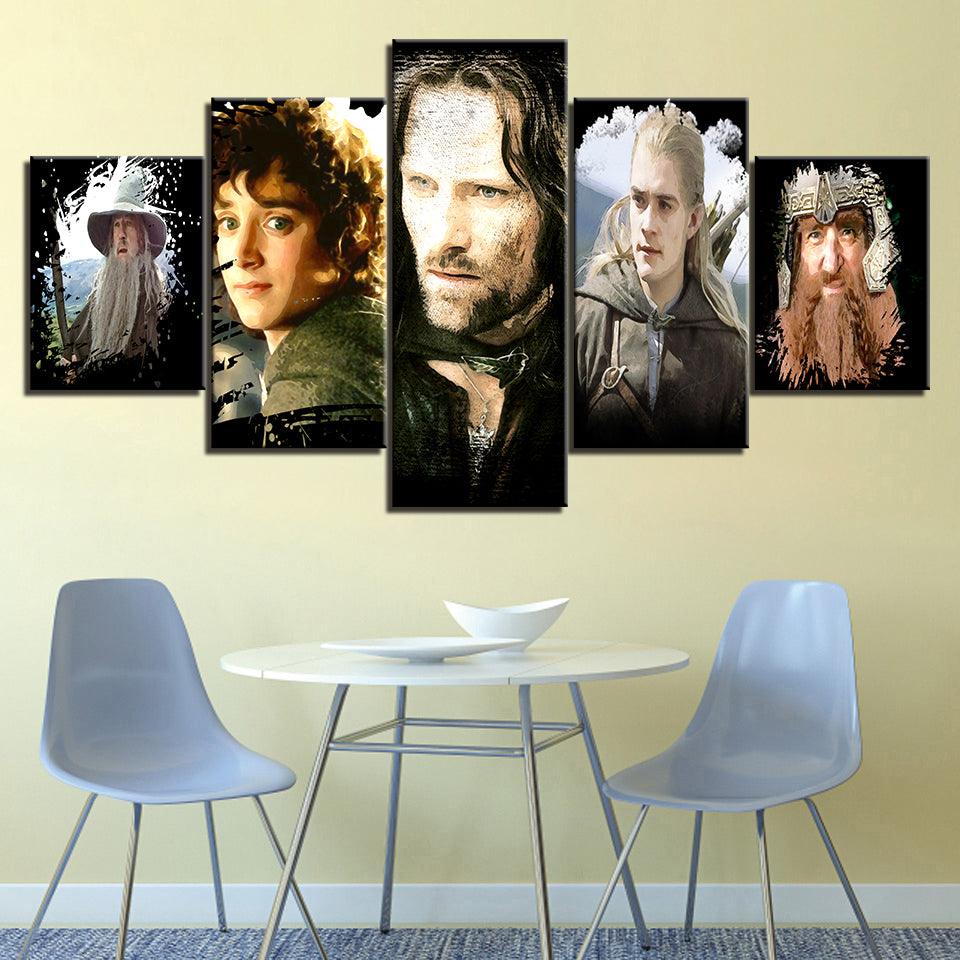 Lord Of The Rings 5 Piece HD Multi Panel Canvas Wall Art Frame - Original Frame