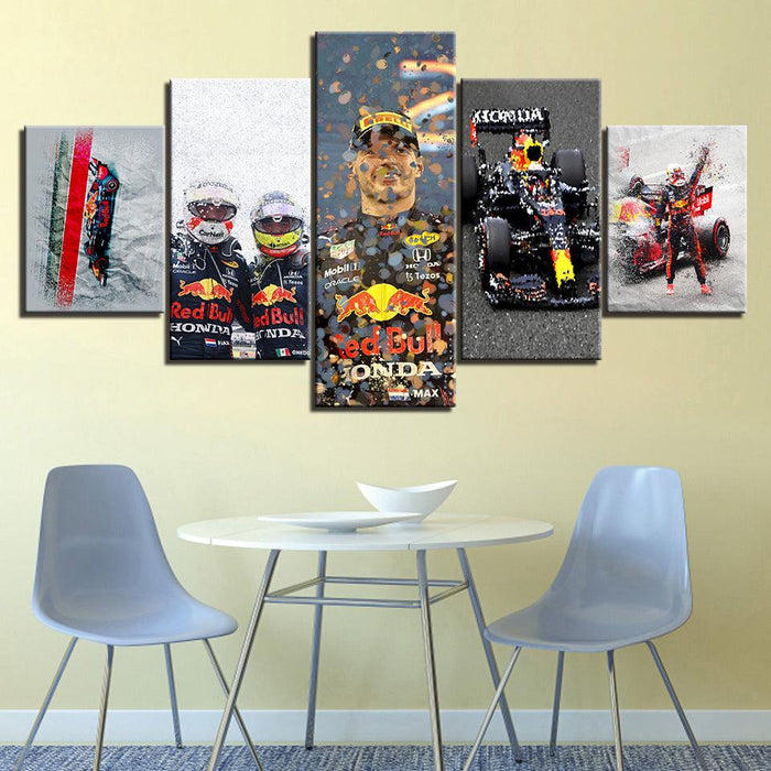 Formula 1 Racing 5 Piece HD Multi Panel Canvas Wall Art Frame - Original Frame