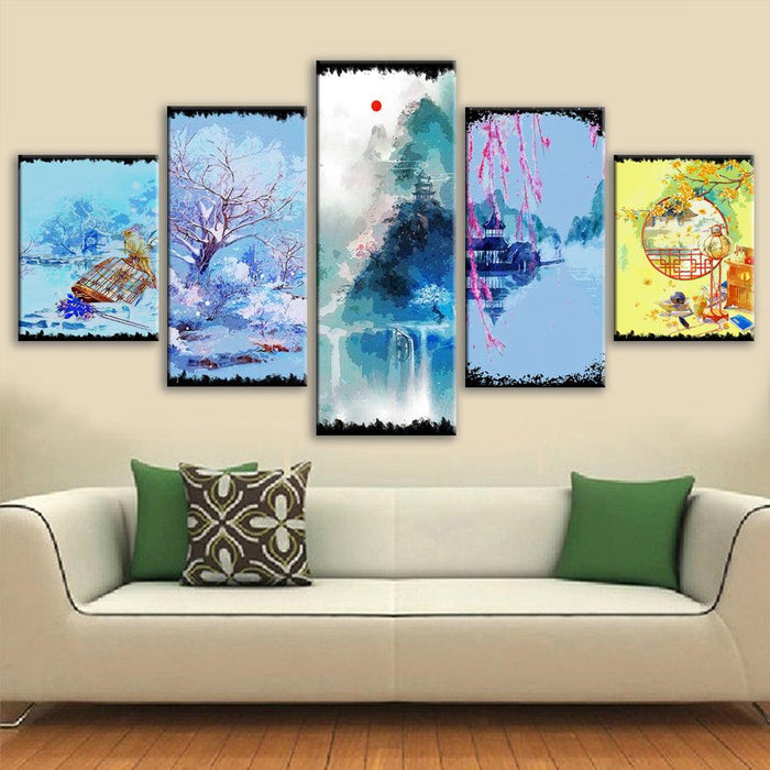 Antiquity 5 Piece HD Multi Panel Canvas Wall Art Frame - Original Frame