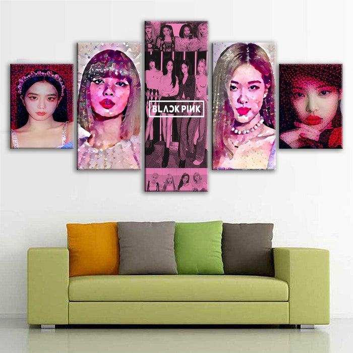 BLACKPINK 5 Piece HD Multi Panel Canvas Wall Art Frame - Original Frame