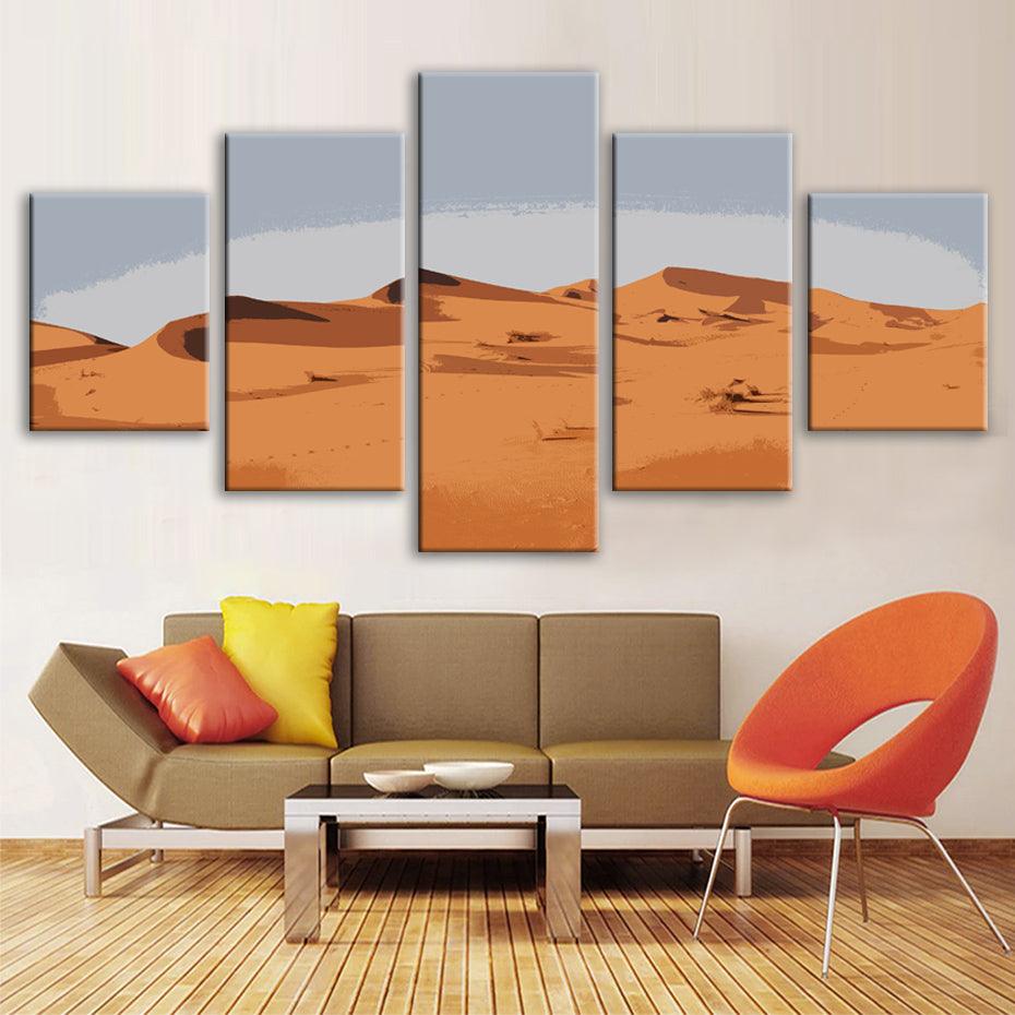 Sahara Desert 5 Piece HD Multi Panel Canvas Wall Art Frame - Original Frame