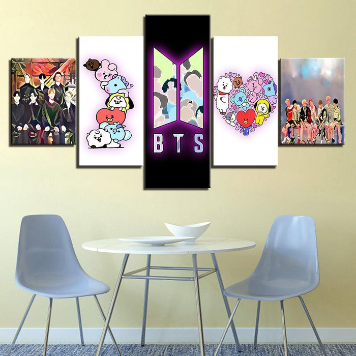 BTS 5 Piece HD Multi Panel Canvas Wall Art Frame - Original Frame