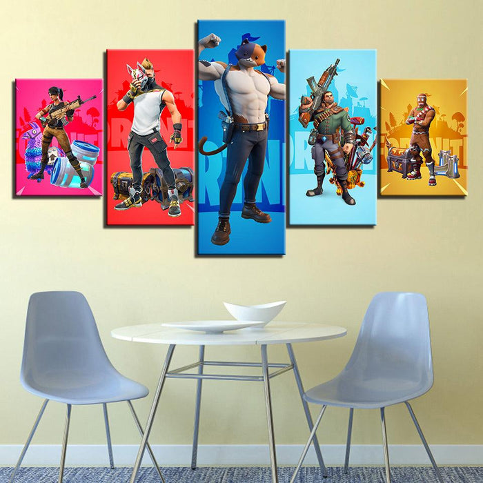 Fortnite 5 Piece HD Multi Panel Canvas Wall Art Frame - Original Frame