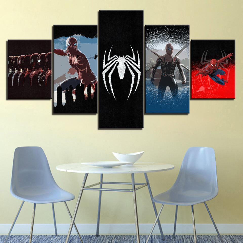 Spiderman 5 Piece HD Multi Panel Canvas Wall Art Frame - Original Frame