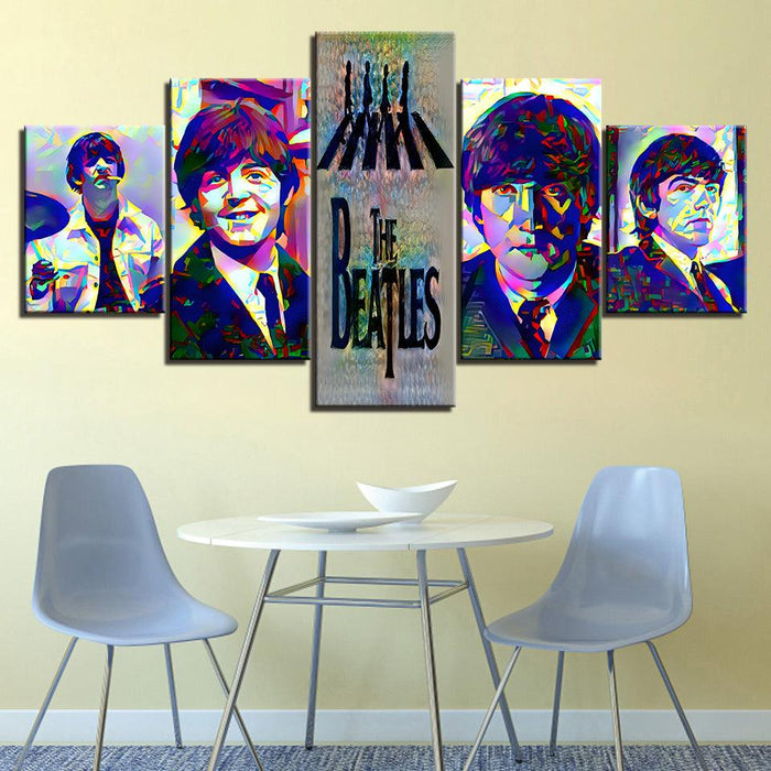 The Beatles Band 5 Piece HD Multi Panel Canvas Wall Art Frame - Original Frame