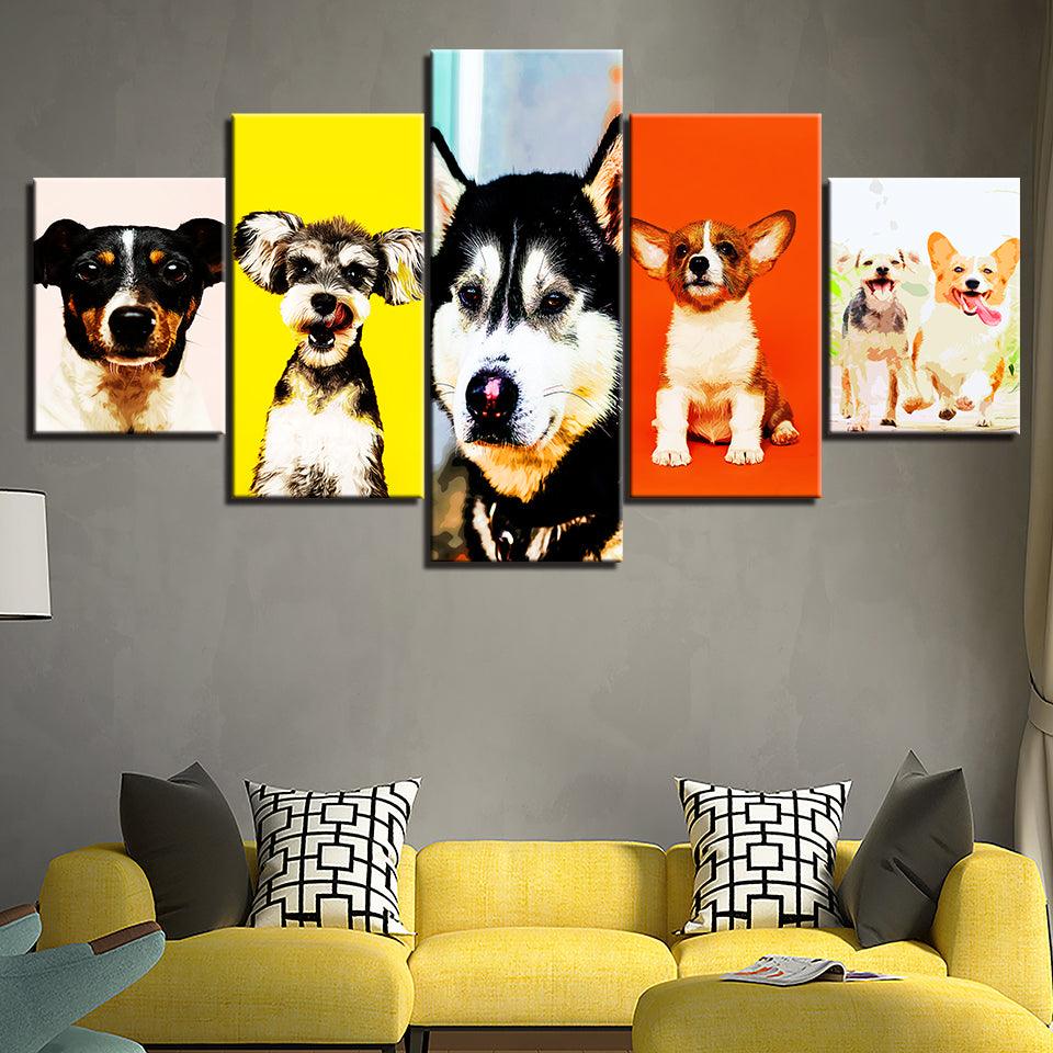 Our Best Friends Collection 5 Piece HD Multi Panel Canvas Wall Art Frame - Original Frame