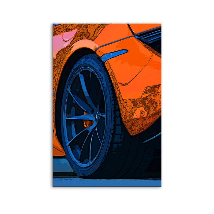 The Orange Car Portrait 1 Piece HD Multi Panel Canvas Wall Art Frame