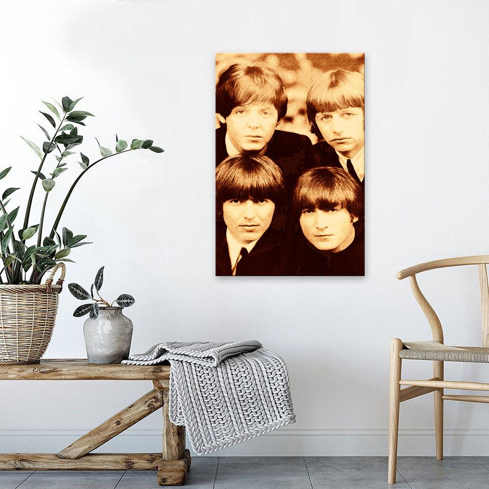 The Beatles Brown Portrait 1 Piece HD Multi Panel Canvas Wall Art Frame - Original Frame