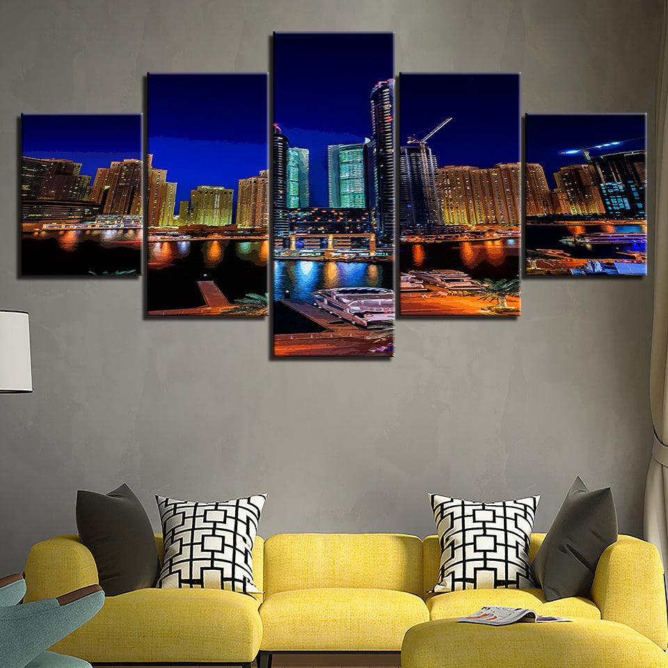 The Fancy City Collection 5 Piece HD Multi Panel Canvas Wall Art Frame - Original Frame