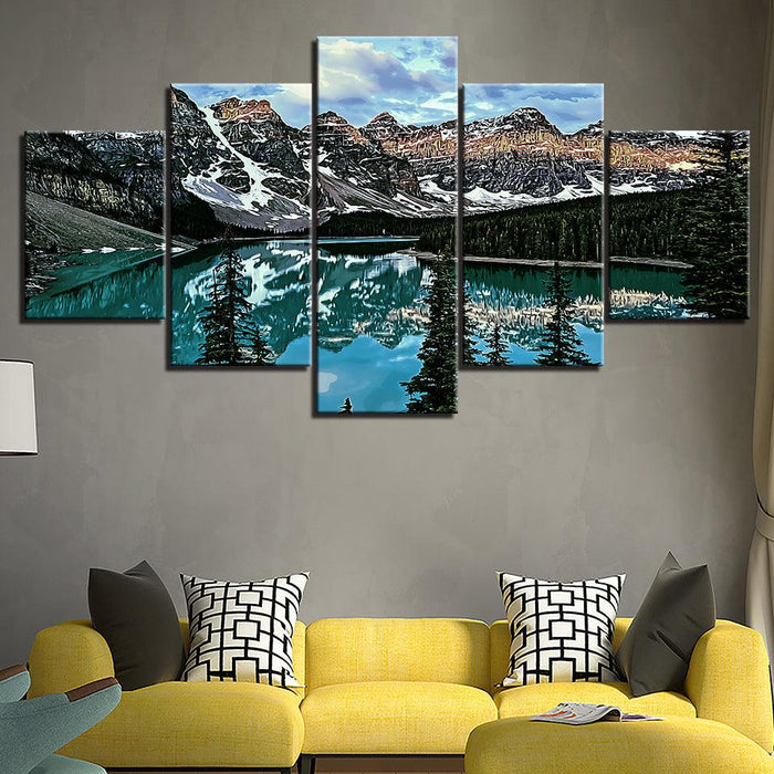 The Abstract Icy Landascape Collection 5 Piece HD Multi Panel Canvas Wall Art Frame - Original Frame