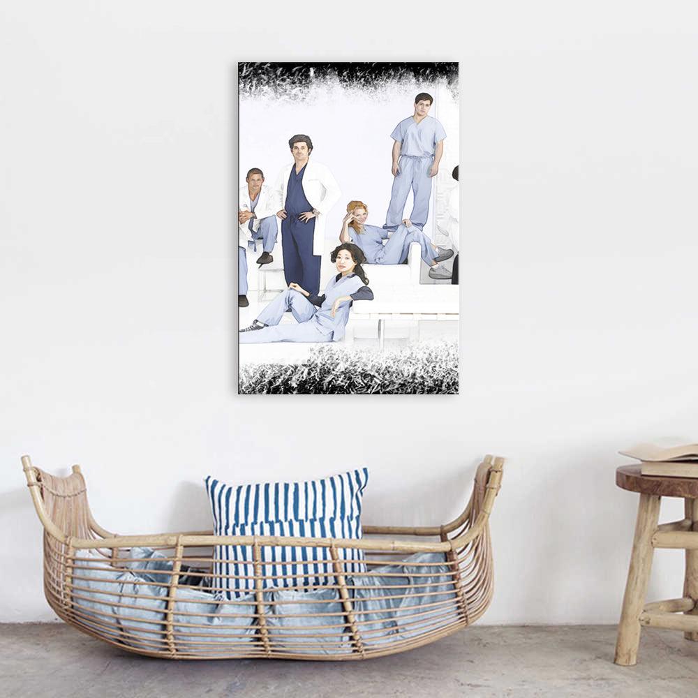 Blue Grey´s Anatomy 1 Piece HD Multi Panel Canvas Wall Art Frame - Original Frame