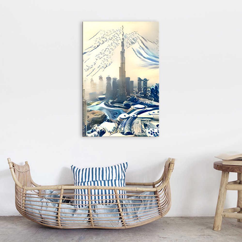 Abstract Water City 1 Piece HD Multi Panel Canvas Wall Art Frame - Original Frame
