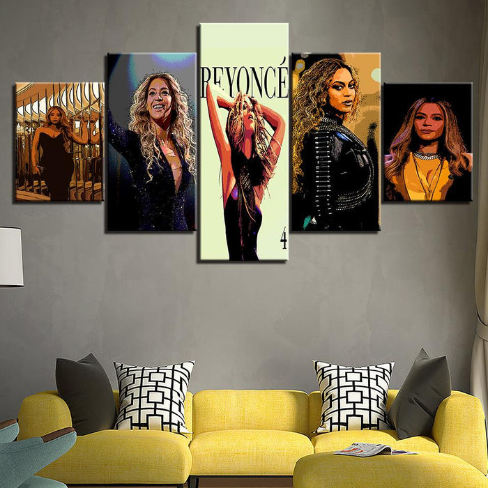 Beyoncé 5 Piece HD Multi Panel Canvas Wall Art Frame - Original Frame