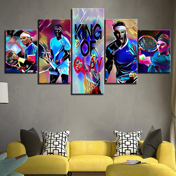 Tennis Match 5 Piece HD Multi Panel Canvas Wall Art Frame - Original Frame