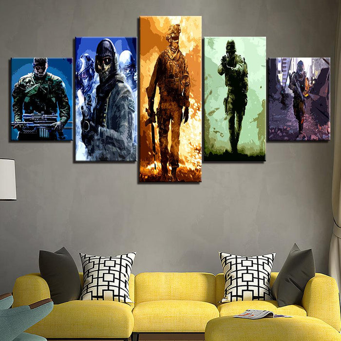 The Military Team 5 Piece HD Multi Panel Canvas Wall Art Frame - Original Frame