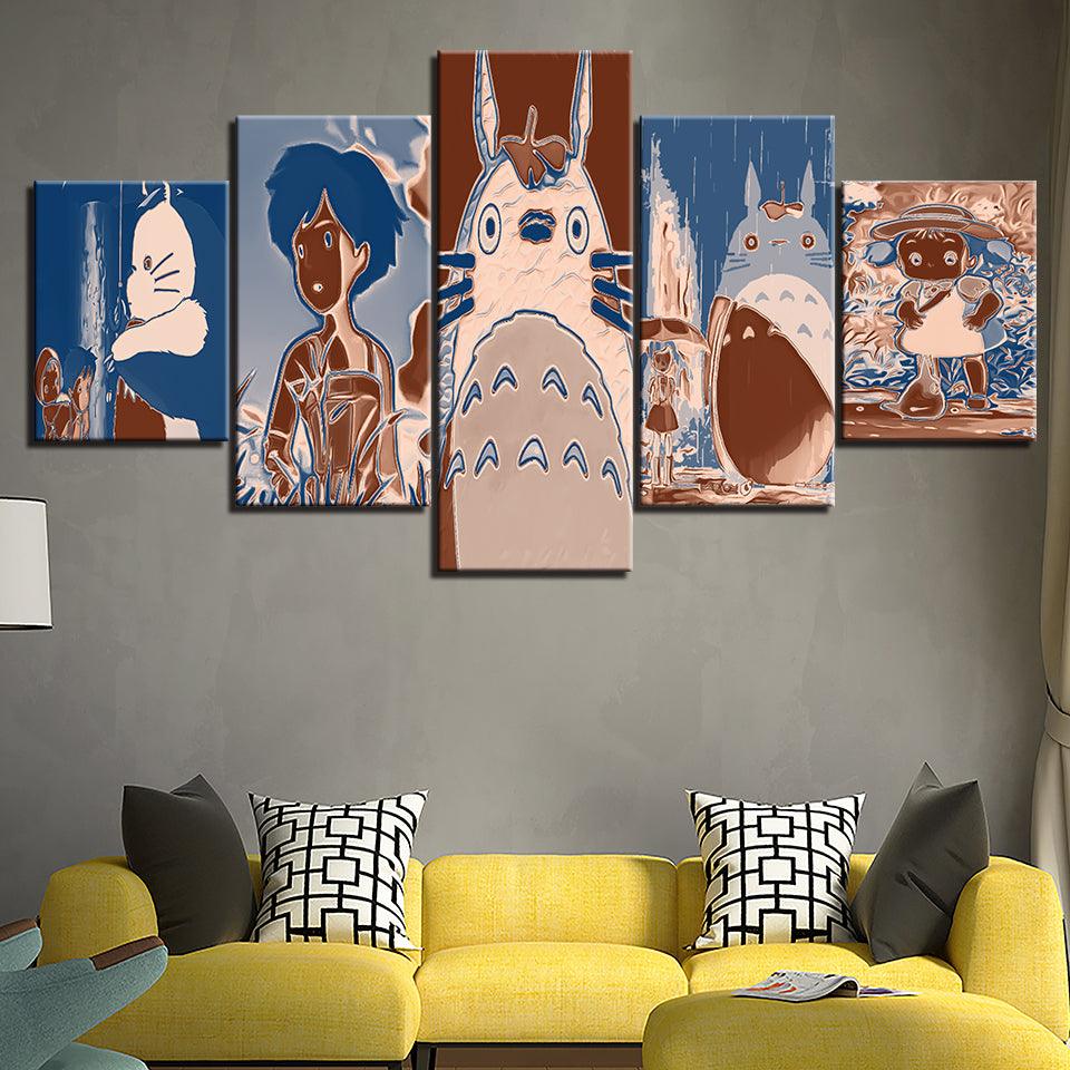 Blue & Brown Cats Collection 5 Piece HD Multi Panel Canvas Wall Art Frame - Original Frame