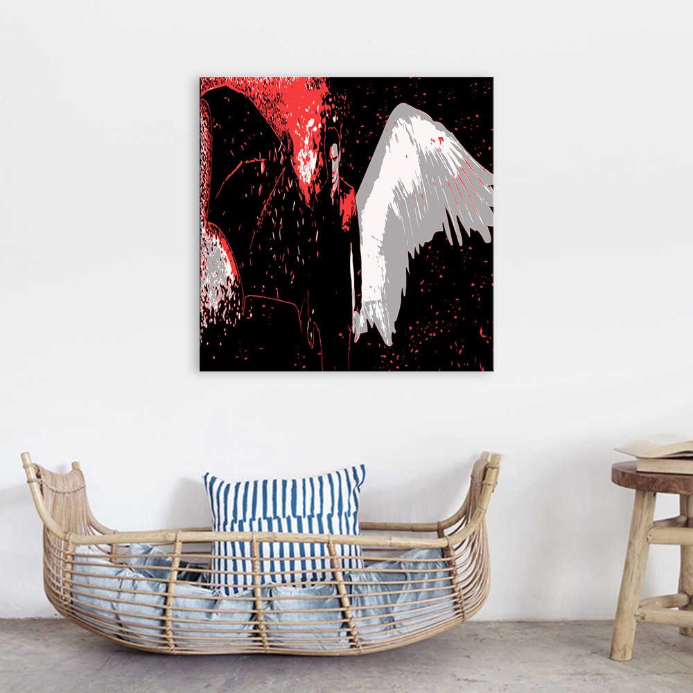 Black & Red Lucifer´s 1 Piece HD Multi Panel Canvas Wall Art Frame - Original Frame