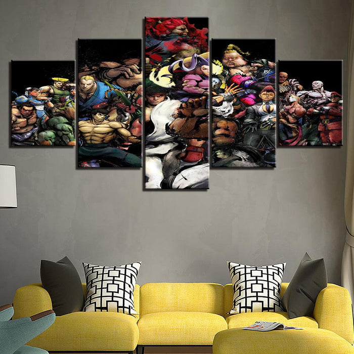 The Fighters Cartoon 5 Piece HD Multi Panel Canvas Wall Art Frame - Original Frame