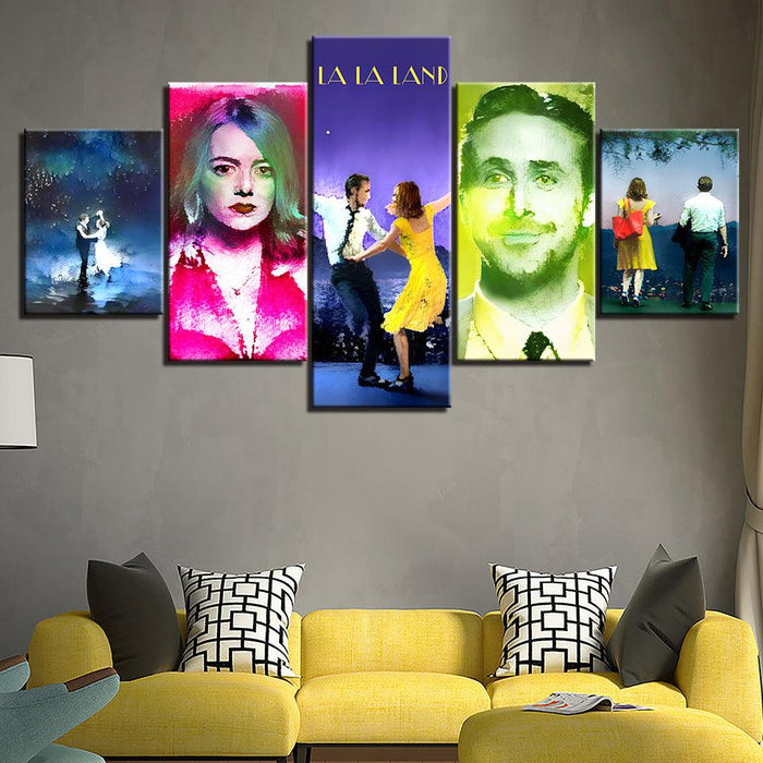 La La Land 5 Piece HD Multi Panel Canvas Wall Art Frame - Original Frame