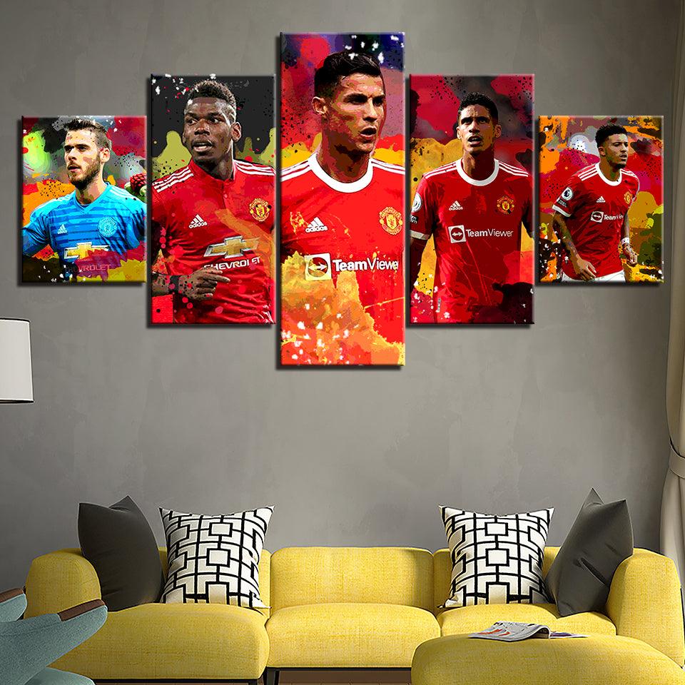 Manchester United Soccer 5 Piece HD Multi Panel Canvas Wall Art Frame - Original Frame