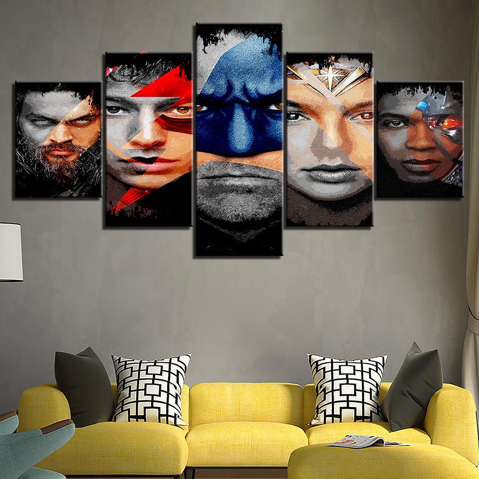 The Superheros Live Action 5 Piece HD Multi Panel Canvas Wall Art Frame - Original Frame