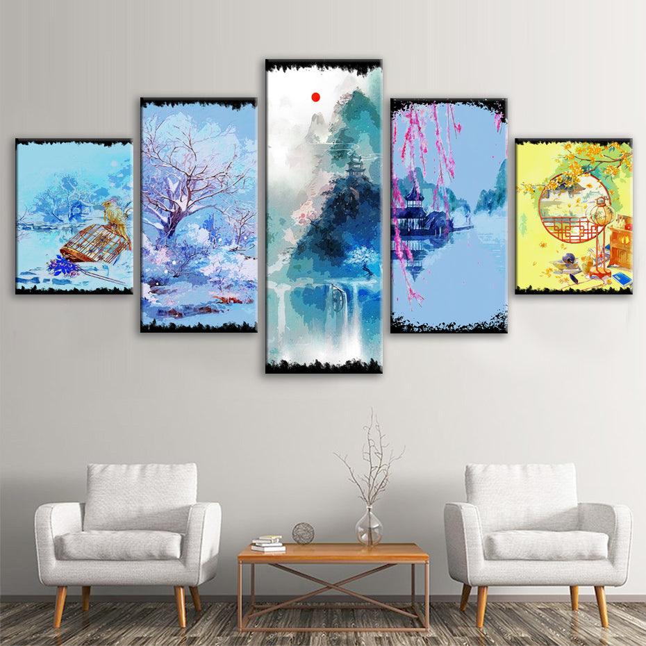 Antiquity 5 Piece HD Multi Panel Canvas Wall Art Frame - Original Frame