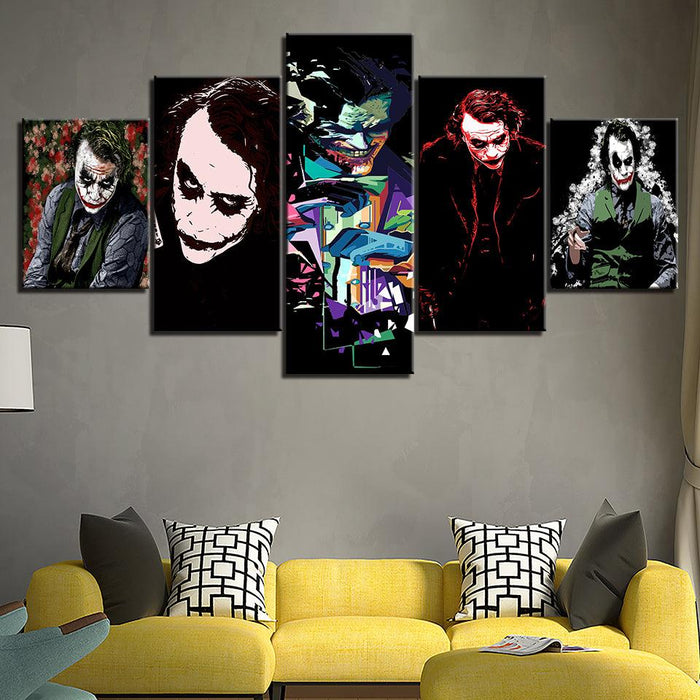 Batman Joker Ledger 5 Piece HD Multi Panel Canvas Wall Art Frame - Original Frame