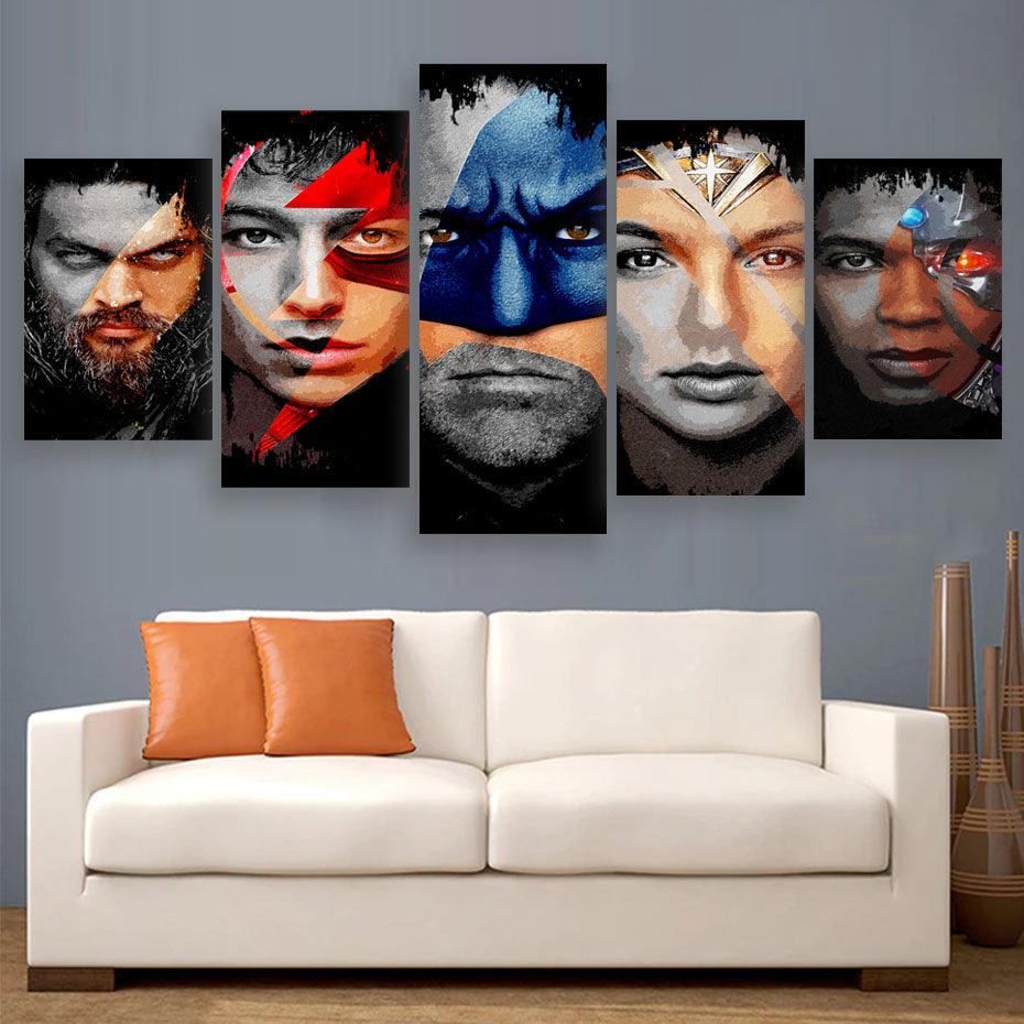 Movies Characters 5 Piece HD Multi Panel Canvas Wall Art Frame - Original Frame