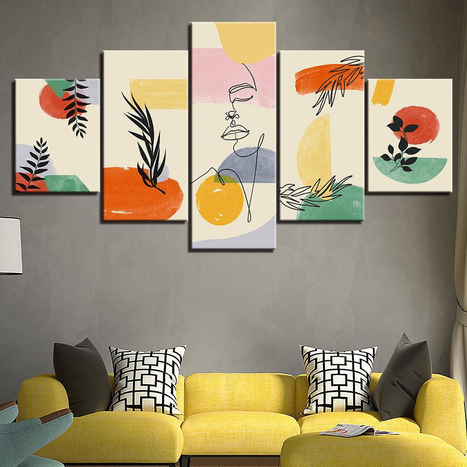 The Abstract Fruits 5 Piece HD Multi Panel Canvas Wall Art Frame - Original Frame