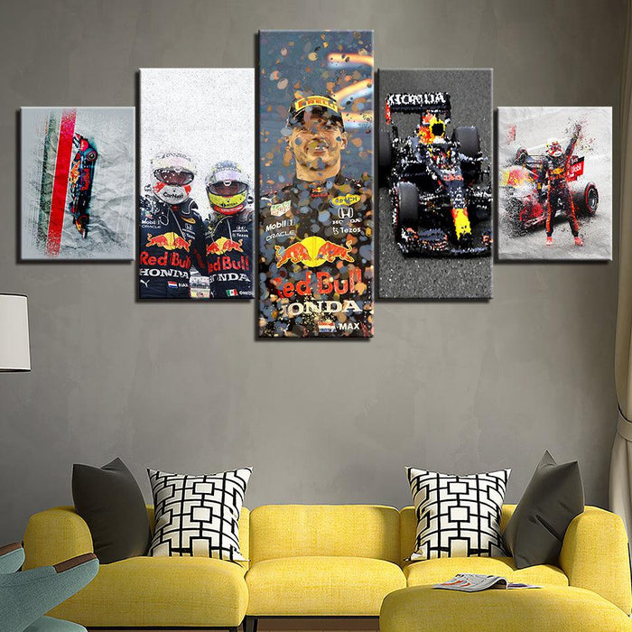 Formula 1 Racing 5 Piece HD Multi Panel Canvas Wall Art Frame - Original Frame