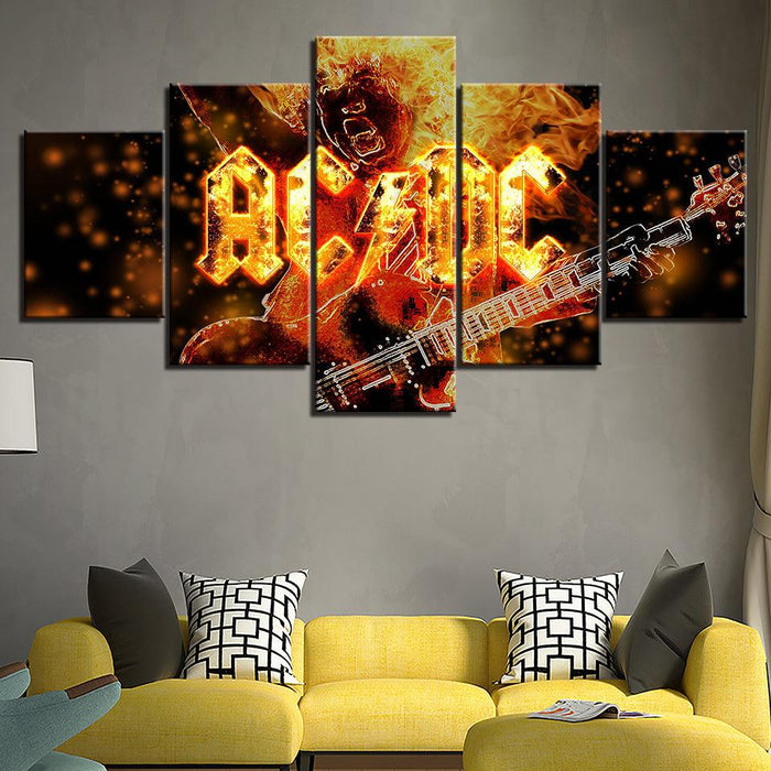 ACDC 5 Piece HD Multi Panel Canvas Wall Art Frame - Original Frame