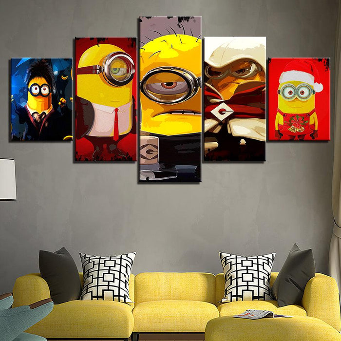 The Minions 5 Piece HD Multi Panel Canvas Wall Art Frame - Original Frame